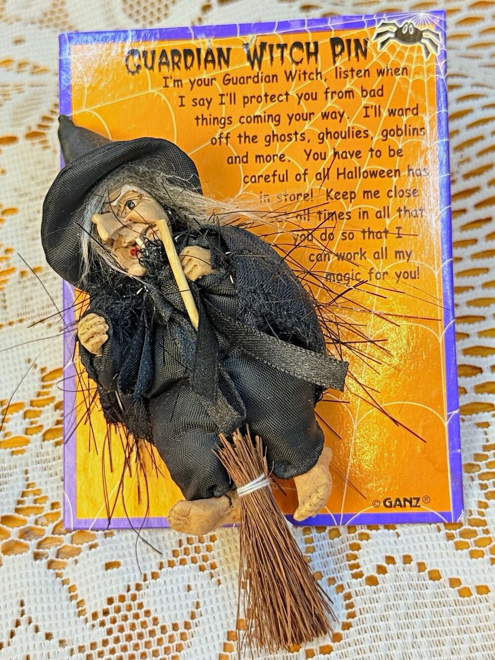 Ganz Halloween Witch Pin Black Fabric/Plastic Sharp Point Signed MPN EH4121